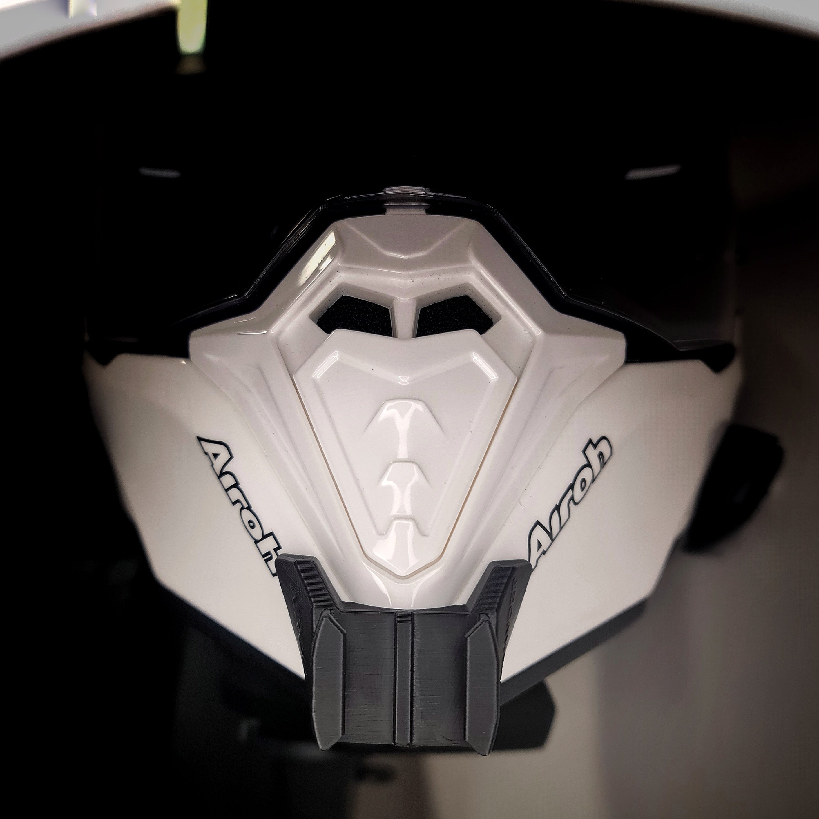 Airoh Commander 1 helmet chin mount installed for GoPro POV motovlogging camera setup by Moto Vibe India with strong 3M adhesive mount