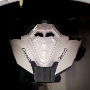 Airoh Commander 1 helmet chin mount installed for GoPro POV motovlogging camera setup by Moto Vibe India with strong 3M adhesive mount