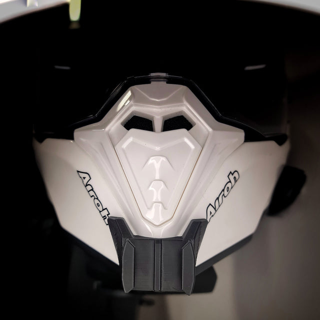 Airoh Commander 1 helmet chin mount installed for GoPro POV motovlogging camera setup by Moto Vibe India with strong 3M adhesive mount