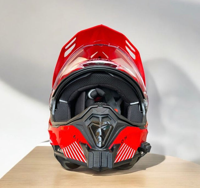 Airoh Commander 2 helmet chin mount installed for GoPro POV motovlogging camera setup by Moto Vibe India with strong 3M adhesive mount