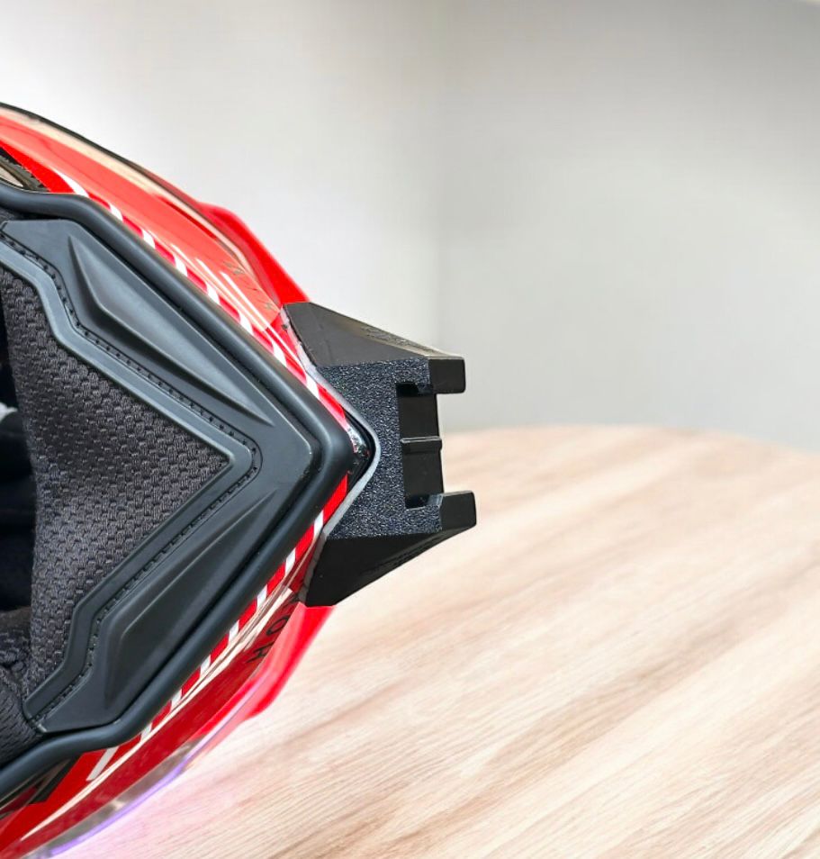 Airoh Commander 2 helmet chin mount installed for GoPro POV motovlogging camera setup by Moto Vibe India with strong 3M adhesive mount