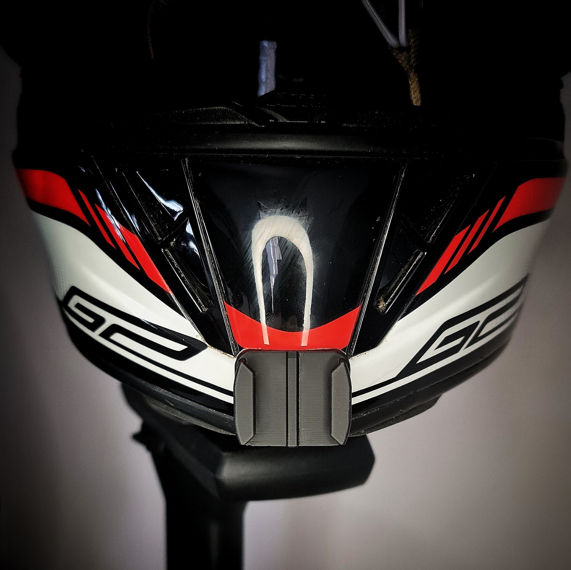 Airoh GP400 helmet chin mount installed for GoPro POV motovlogging camera setup by Moto Vibe India with strong 3M adhesive mount