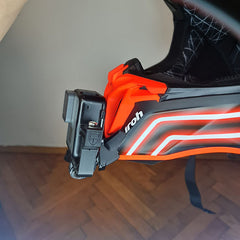 Airoh Twist 2 helmet chin mount installed for GoPro POV off-road motovlogging camera setup by Moto Vibe India with strong 3M adhesive mount