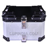 LGP 45L aluminium motorcycle top box with backrest in black and silver

