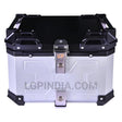 LGP 45L aluminium motorcycle top box with backrest in black and silver

