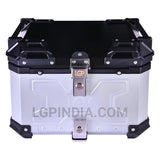 LGP 45L aluminium motorcycle top box with backrest in black and silver

