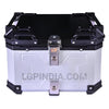LGP 45L aluminium motorcycle top box with backrest in black and silver

