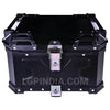 LGP 45L aluminium motorcycle top box with backrest in black and silver

