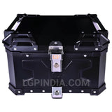 LGP 45L aluminium motorcycle top box with backrest in black and silver

