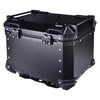 LGP 45L aluminium motorcycle top box with backrest in black and silver

