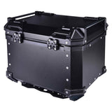 LGP 45L aluminium motorcycle top box with backrest in black and silver

