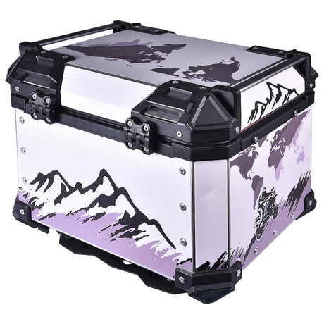 LGP 45L aluminium motorcycle top box white graphics with backrest

