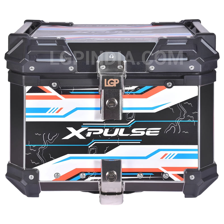 LGP 45L X-Pulse graphic aluminium motorcycle top box with backrest

