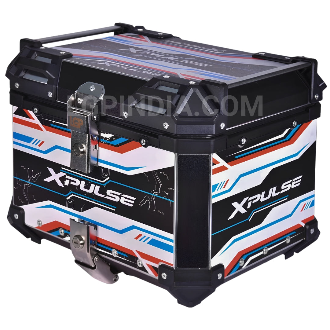 LGP 45L X-Pulse graphic aluminium motorcycle top box with backrest

