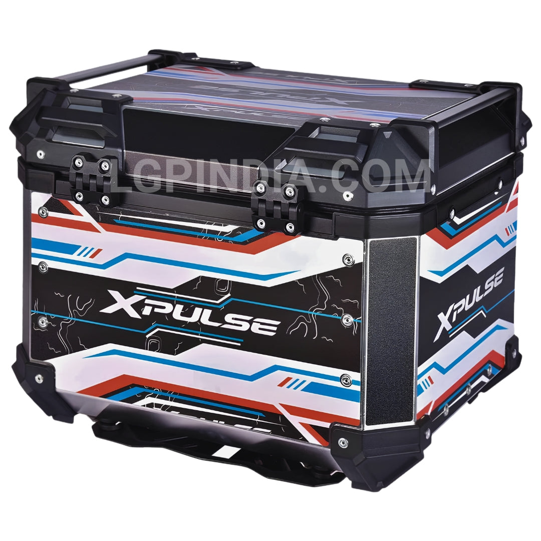 LGP 45L X-Pulse graphic aluminium motorcycle top box with backrest

