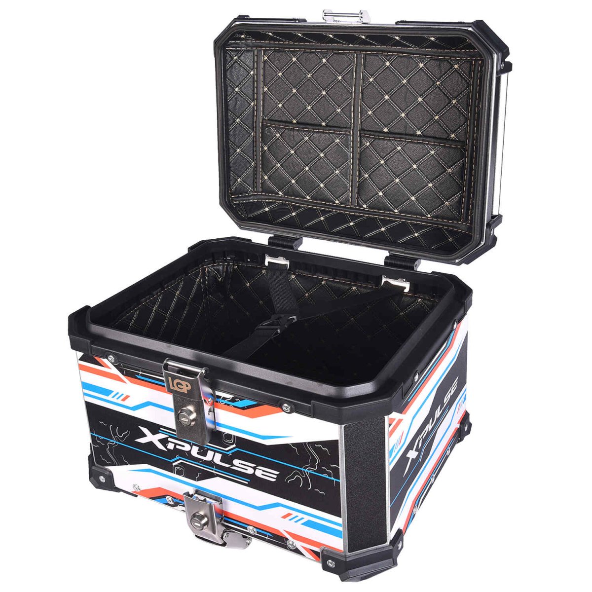 LGP 45L X-Pulse graphic aluminium motorcycle top box with backrest

