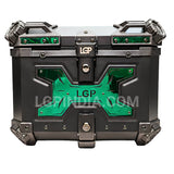 LGP 45L Type X Green aluminum motorcycle top box with backrest

