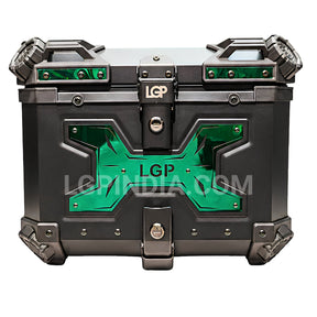 LGP 45L Type X Green aluminum motorcycle top box with backrest

