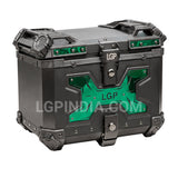 LGP 45L Type X Green aluminum motorcycle top box with backrest

