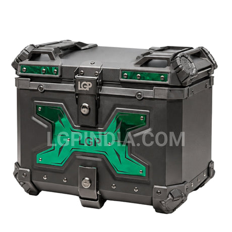 LGP 45L Type X Green aluminum motorcycle top box with backrest

