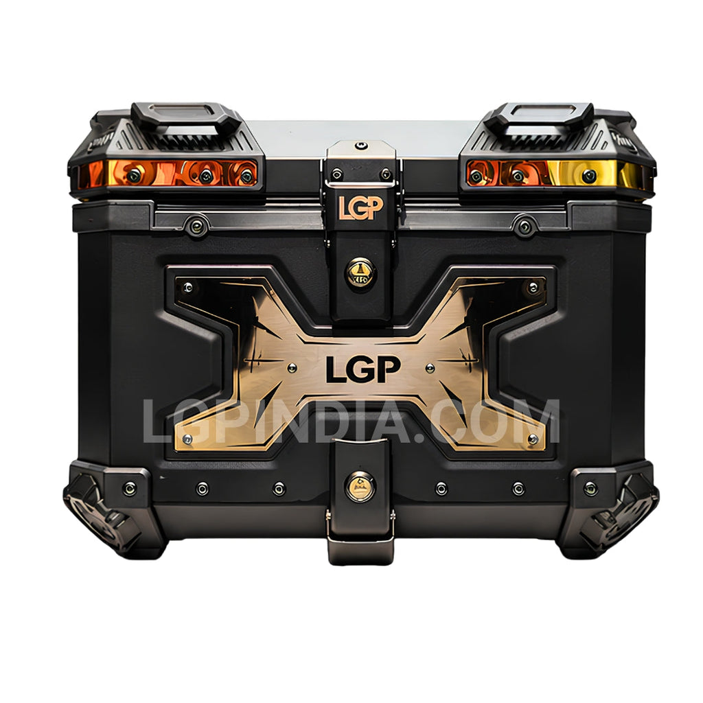 LGP 45L Type X Gold aluminum motorcycle top box with backrest

