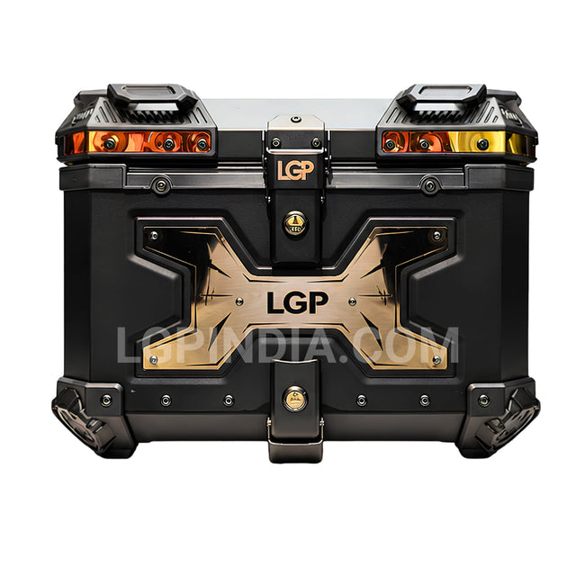 LGP 45L Type X Gold aluminum motorcycle top box with backrest


