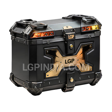 LGP 45L Type X Gold aluminum motorcycle top box with backrest

