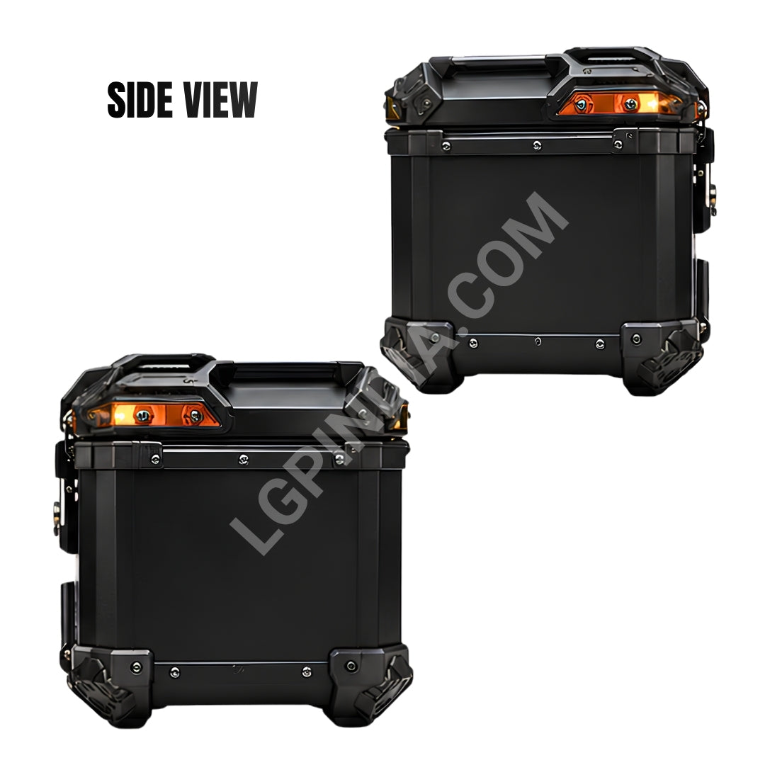 LGP 45L Type X Gold aluminum motorcycle top box with backrest

