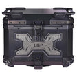 LGP 45L Type X aluminum motorcycle top box black and gray with backrest

