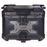 LGP 45L Type X aluminum motorcycle top box black and gray with backrest

