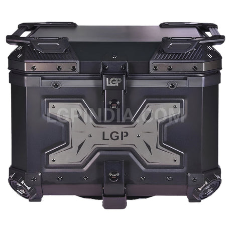 LGP 45L Type X aluminum motorcycle top box black and gray with backrest

