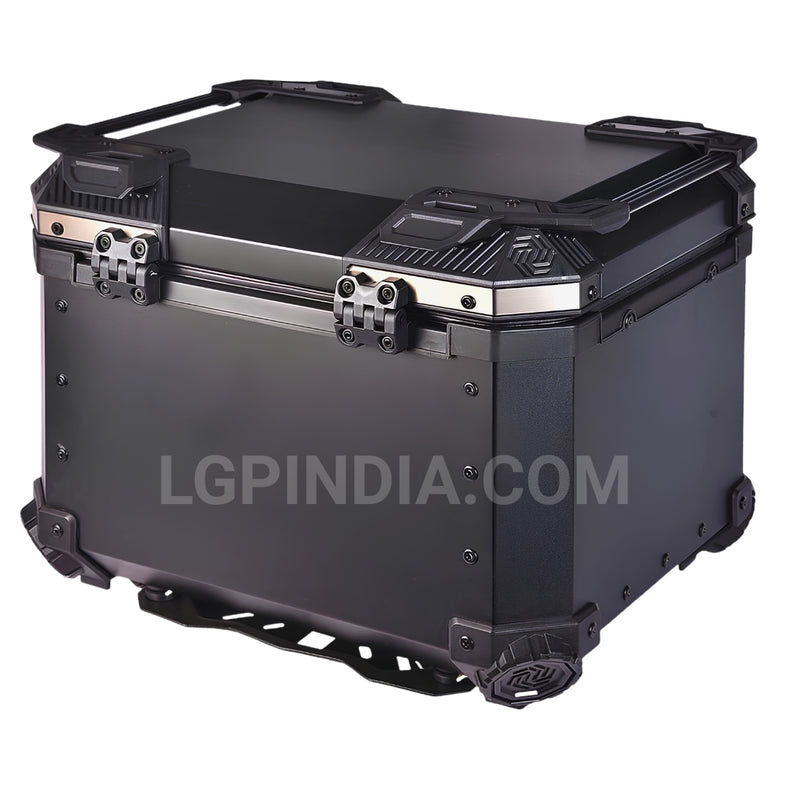 LGP 45L Type X aluminum motorcycle top box black and gray with backrest

