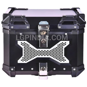 LGP 45L Type X black aluminum motorcycle top box with backrest

