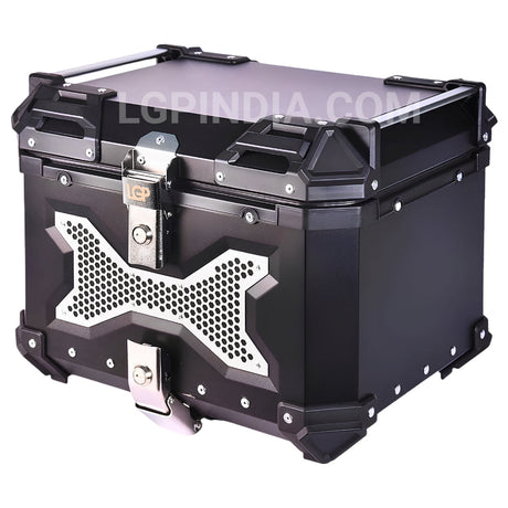 LGP 45L Type X black aluminum motorcycle top box with backrest

