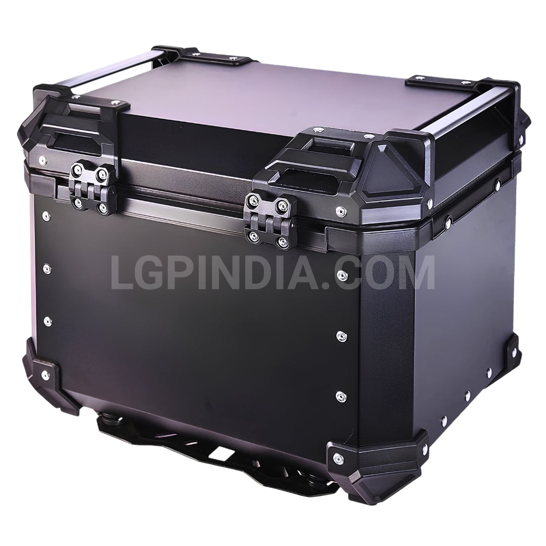 LGP 45L Type X black aluminum motorcycle top box with backrest

