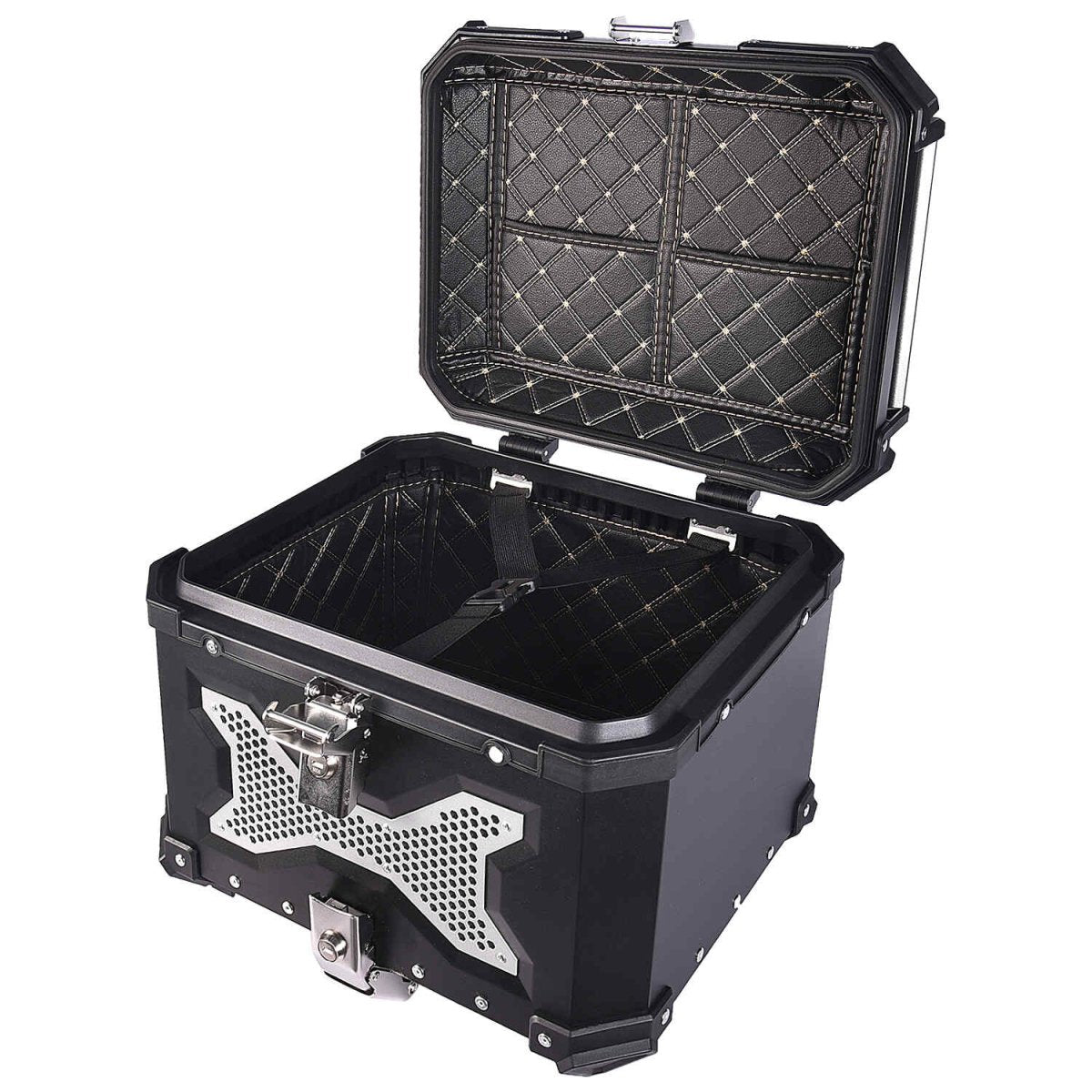 LGP 45L Type X black aluminum motorcycle top box with backrest

