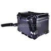 LGP 45L black aluminum motorcycle top box with backrest and pillion hand support

