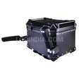 LGP 45L black aluminum motorcycle top box with backrest and pillion hand support

