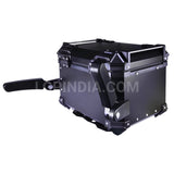 LGP 45L black aluminum motorcycle top box with backrest and pillion hand support

