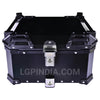 LGP 45L black aluminum motorcycle top box with backrest and pillion hand support

