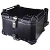 LGP 45L black aluminum motorcycle top box with backrest and pillion hand support

