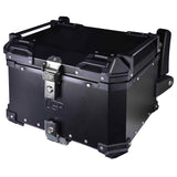 LGP 45L black aluminum motorcycle top box with backrest and pillion hand support

