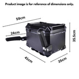 LGP 45L black aluminum motorcycle top box with backrest and pillion hand support

