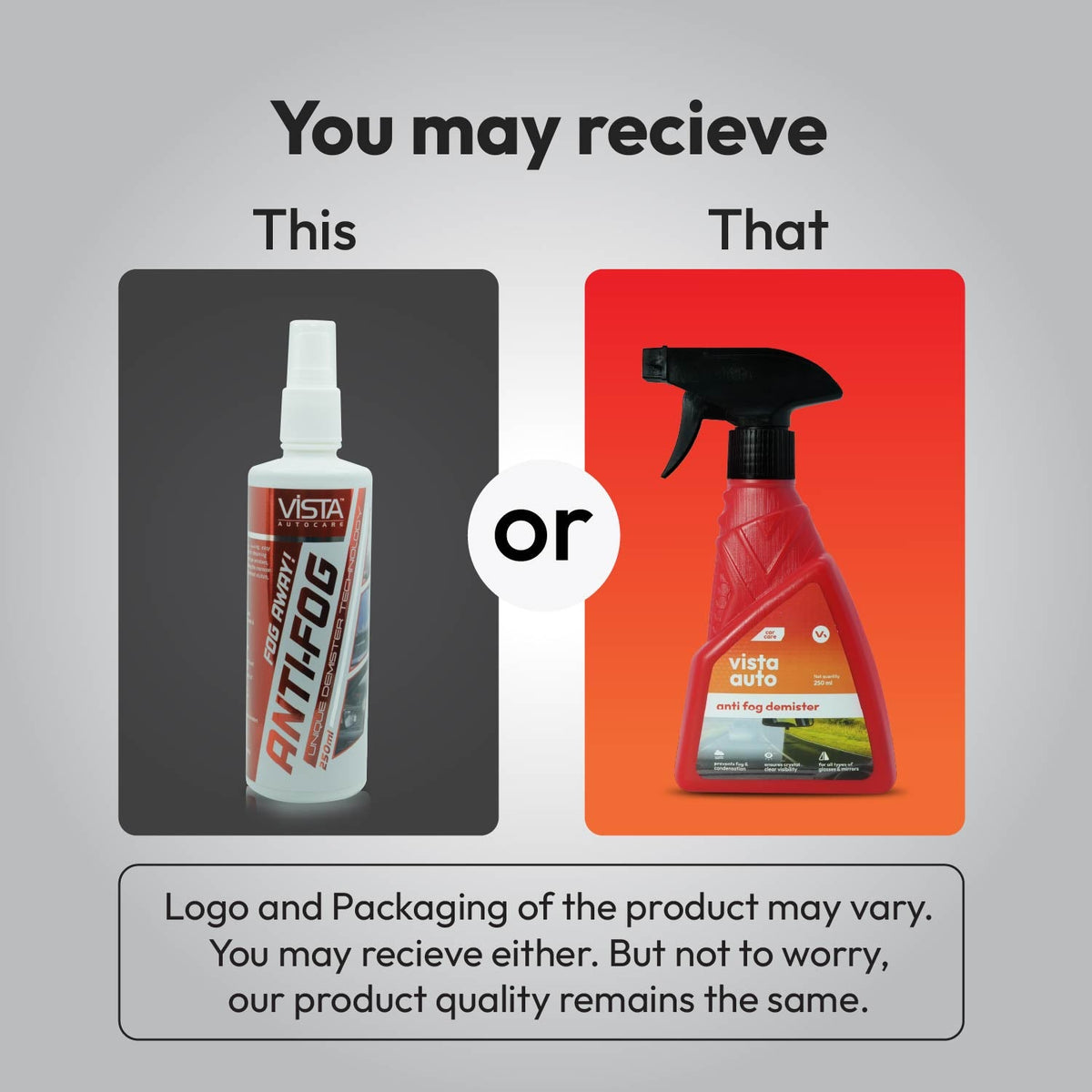 Vista Auto Anti Fog Demister 250 ml car anti fog spray
