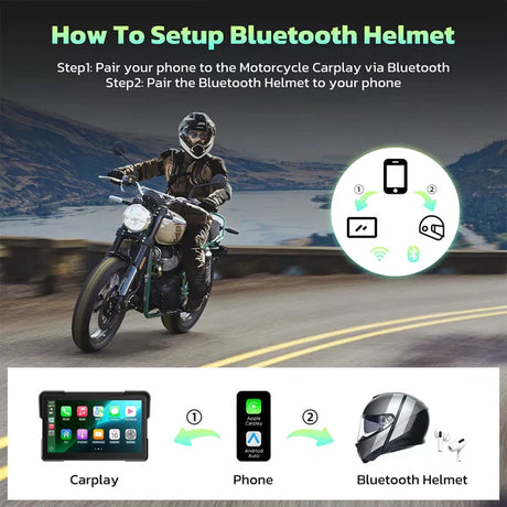 Aoocci C7 7 Inch HD Motorcycle Smart Display with Wireless CarPlay Android Auto Waterproof GPS Navigation