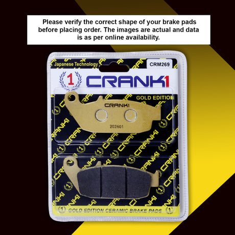 CRANK1 Ceramic Rear Brake Pads CRM269 for TVS Apache RTR 160 HH Rated Disc Brake Pads