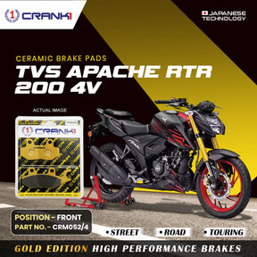 CRANK1 Ceramic Front Brake Pads CRM052/4 for TVS Apache RTR 200 4V HH Rated Motorcycle Disc Brake Pads