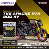 CRANK1 CRM269 ceramic rear brake pads for TVS Apache RTR 160 4V