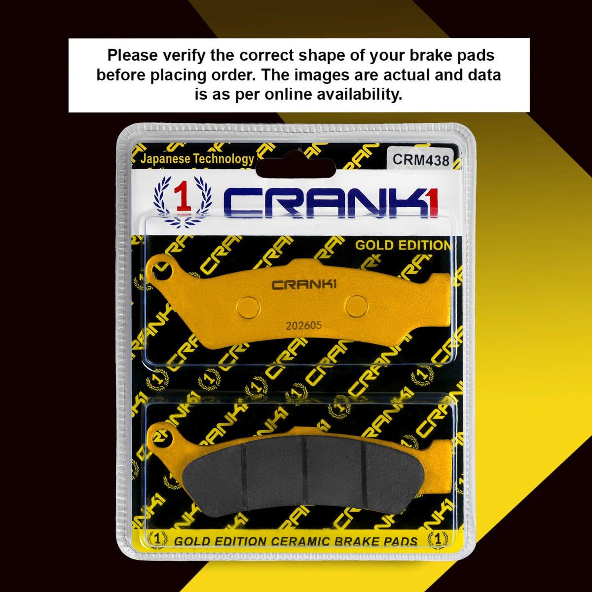 CRANK1 Ceramic Front Brake Pads CRM438 for Ather 450X HH Rated Electric Scooter Brake Pads