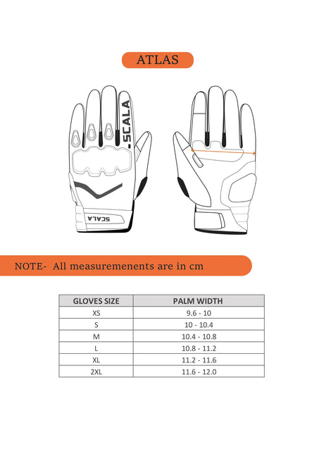 Scala Atlas black grey motorcycle riding gloves front view

